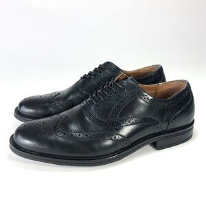 G.H. Bass Jordan Men's 9M Wingtip Leather Derby Dress Shoes Black